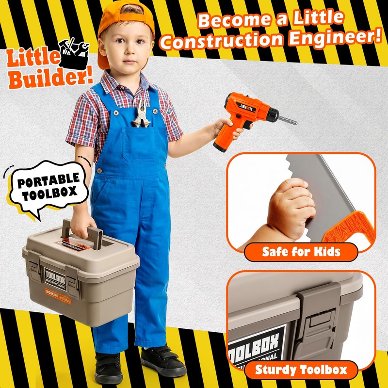 Portable Tool Box Toy Kids Tool Set 46PCS with Kid