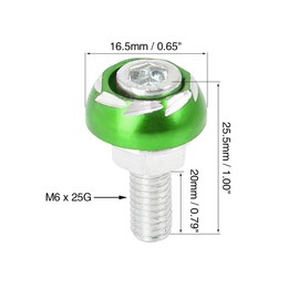 F FIERCE CYCLE 4pcs 6mm Metal Motorcycle License Plate Frame Bolt Screw Fastener Green