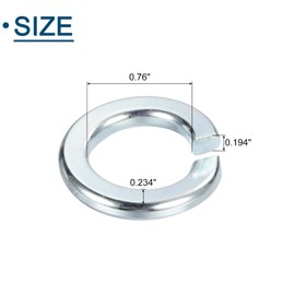 sourcing map 3/4" Split Lock Washer, 10Pcs Carbon Steel Spring Lock Washers Metal Split Ring Washer for Screw Bolts Machinery Zinc Plated