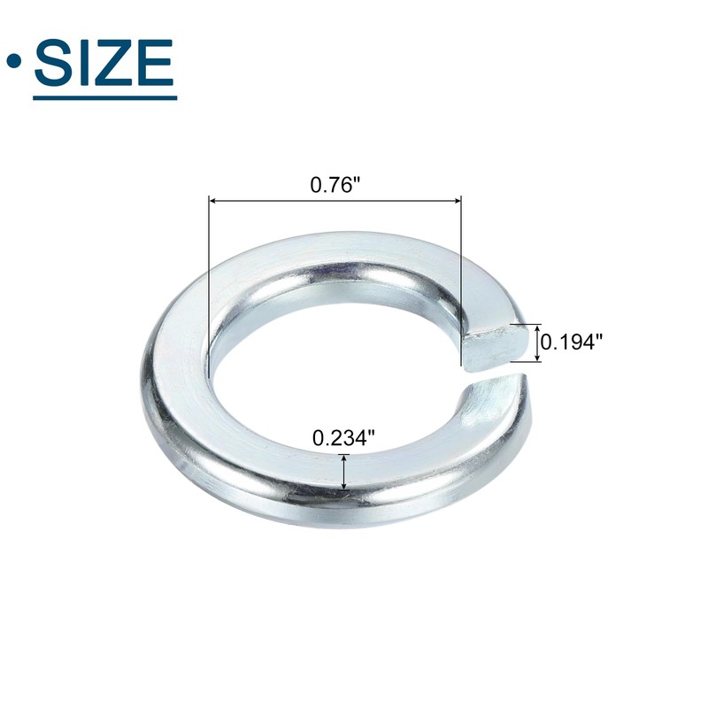 sourcing map 3/4" Split Lock Washer, 10Pcs Carbon Steel Spring