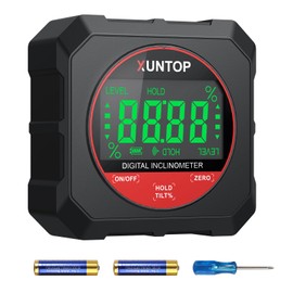 XUNTOP Inclinometer Digital Protractor Inclinometer Measuring Range 4 x 90°, 0.05° Resolution with Magnetic Base for Woodworking, Workshops, Outdoors