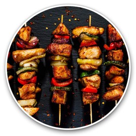 Vinyl Stickers (Set of 2) 25cm - BBQ Kababs Grill Tasty Food #2655
