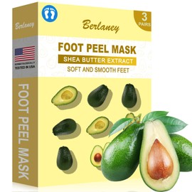Berlaney Foot Peeling Mask for Dry Cracked Feet(3 Pairs) - Exfoliating Feet Mask Peel with Natural Shea Butter Extract for Dry Cracked Feet Extreme and Removing Dead Skin