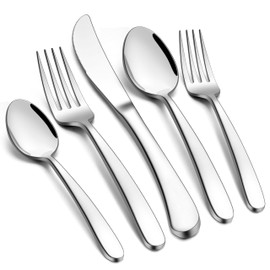 E-far Heavy Duty Silverware Set for 4, 20-Piece Stainless Steel Flatware Cutlery Set, Heavy Weight Metal Tableware Eating Utensils for Home Restaurant Weddings, Mirror Polished & Dishwasher Safe