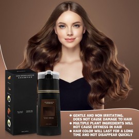 Hair Dye Shampoo, 3 in 1 Haarfärbeshampoo Braun, Hair Instant Dye Shampoo für Männer & Frauen mit Handschuhen und Kopfbedeckung Shampoo Hair Dye Dunkel Braun 200 ml