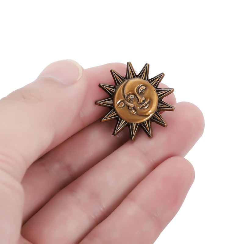C0084 Sun and Moon Pin Badge Antique Pin 0.8 inch
