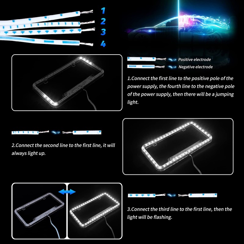 eing License Plate Frame Auto 12 V 54 LED Color