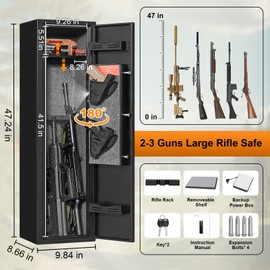 BONANO 2-3 Gun Safe, Gun Safes for Home Rifle and Pistols, Gun Cabinets for Rifles and Shotguns, Small Rifle Safe with Dual Alarm & Mute Mode, Quick Access Gun Storage Cabinet with Handgun Pouch
