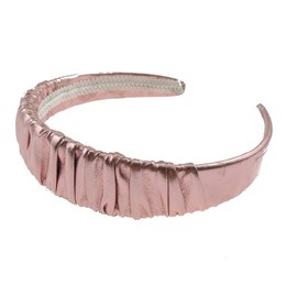 Womans Girls Metallic Crinkle Leatherette Headband Alice Band Hair Accessory Pink
