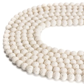 jodaying 6mm White Lava Round Chakra Beads Natural Gematone Loose Beads for Jewelry Making DIY 1 Strand 15"