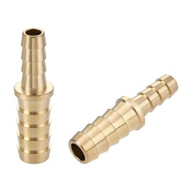 sourcing map Hose Barb Fitting, 3/8 to 1/4 Inch Brass Hollow Straight Quick Connector for Water Fuel Air Oil Gas, Pack of 2