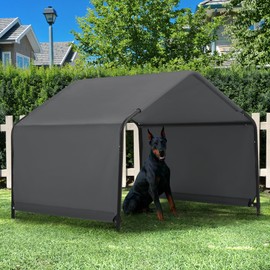 Yokaniwa Dog Shade Shelter Outdoor 4'x4'x3' Tent for Large Medium Dogs, Outside Sun Rain Canopy Pet House for Livestock Pigs Cats with Waterproof Roof Ground Nails,Darkl Gray