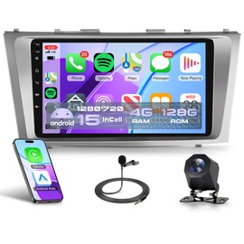 4Core 4G+128G Android 15 Car Radio for Toyota Camry 2006-2011, Rimoody Car Stereo Wireless Carplay Andorid auto Mirror Link 9'' INCELL Touchscreen GPS WiFi Bluetooth 5.0 FM/RDS EQ-32 SWC Backup Camera