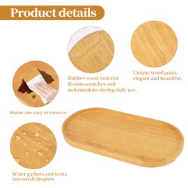 Yiranok Wooden Candle Tray Holder Decorative Tray Serving Trays for Coffee Table Centerpiece Home Decor Wood Tray for Kitchen Counter with Beads Decor and 2 Coasters (Ellipse-Big, 13.8" x 7")