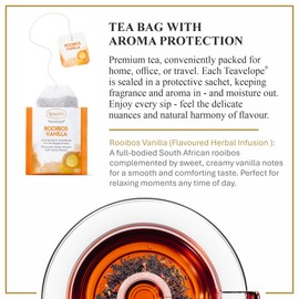 Ronnefeldt Teavelope Rooibos Vanilla Chai – Naturally Caffeine-Free South African Red Herbal Tea with Natural Orange & Vanilla Flavor – 25 Individually Wrapped Tea Bags