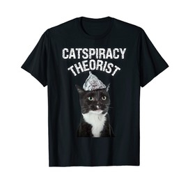 Catspiracy Theorist Funny Tinfoil Hat Cat Conspiracy Theory T-Shirt
