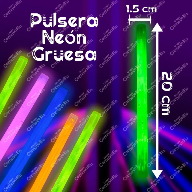 30 Pulseras Neon Gruesa Cyalume Luz Fosforescente Glow Stick