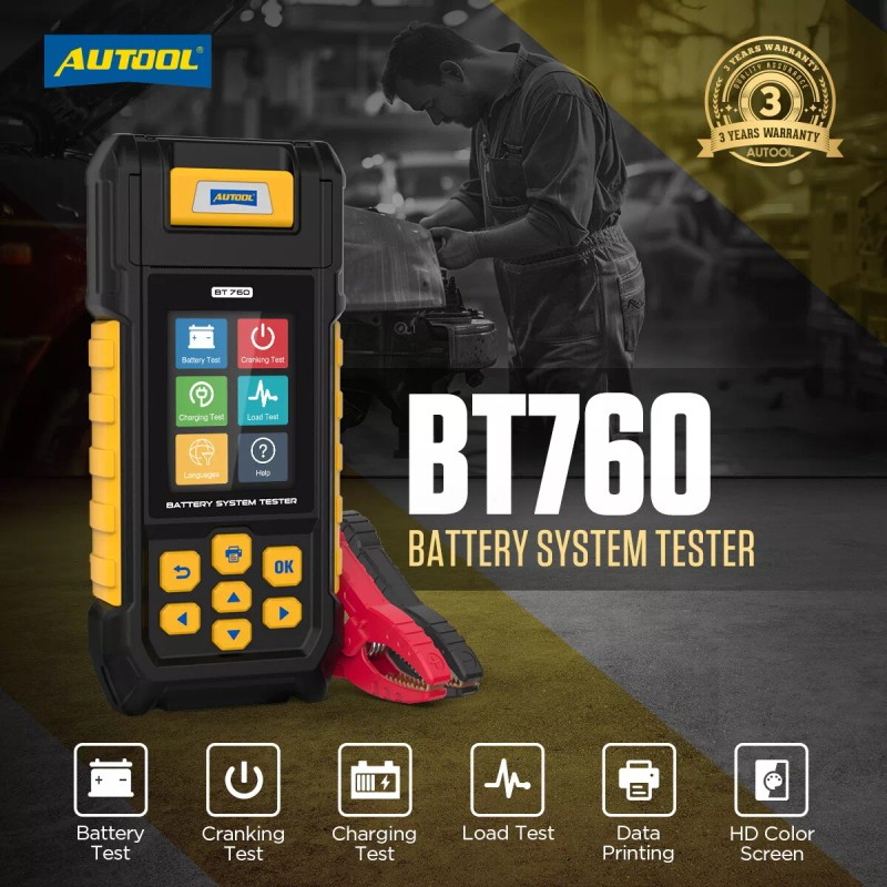 AUTOOL 8~30V Car Battery Tester Auto Cranking Charging Load Test