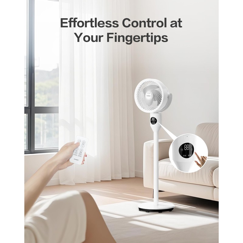 Candy Standing Fan for Bedroom, 3 Heights Adjustable Pedestal Fan