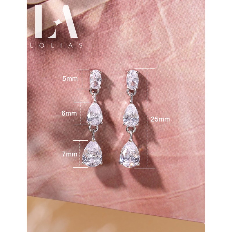 LOLIAS 925 Sterling Silver Dangle Earrings for Women Hypoallergenic CZ