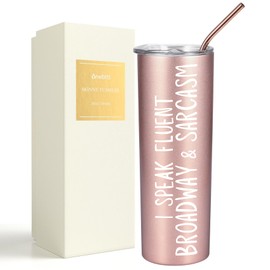 Onebttl Broadway Musical Gifts for Musical Lovers & Actors, Theater Gifts for Musicians, Broadway Gifts on World Theatre Day, 20oz Stainless Steel Skinny Tumbler, Rose Gold - Broadway Sarcasm