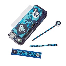 Tinc Pop-Out Compartment School Pencil Case - Blue - Includes Pencil with Eraser Topper, Ballpoint Pen & 15cm Ruler - Secret Compartments with Push Button, One Size (SNPCCAMT)