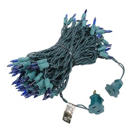 Novelty Lights 100 Light Blue Christmas Mini String Light Set, Green Wire, Indoor/Outdoor UL Listed, 50' Long
