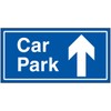 V Safety Car Park Arrow Up Blue Sign - 300x150mm