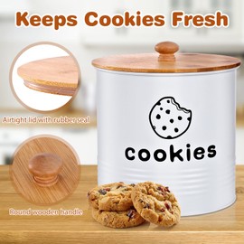 Cookie Jar, White Cookie Jars with Lids Airtight, Cute Cookie Tins, Large Cookie Jar for Kitchen Counter Decorative for Valentines Day, Farmhouse, Christmas, and Gift Giving Cookie Storage Containers