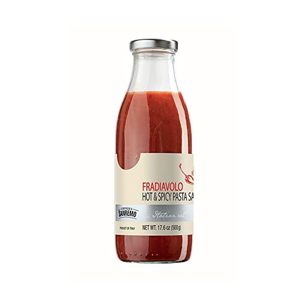Sanremo Italian Fradiavolo Pasta Sauce, Made with Real Fresh Ingredients, Extra Virgin Olive oil, and Produced in Italy, 17.6 ounces (Pack of 2)
