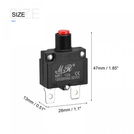 sourcing map Overload Protection Kit 12A AC125/250V DC32V Thermal Circuit Breaker Set of 2