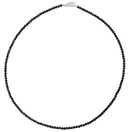 I-be, 446603/Black/45 Black Spinel Necklace / Chain Deep Black Diameter 3 mm 925 Sterling Silver Lobster Clasp Length 45 cm in Gift Box, Sterling Silver, No Gemstone