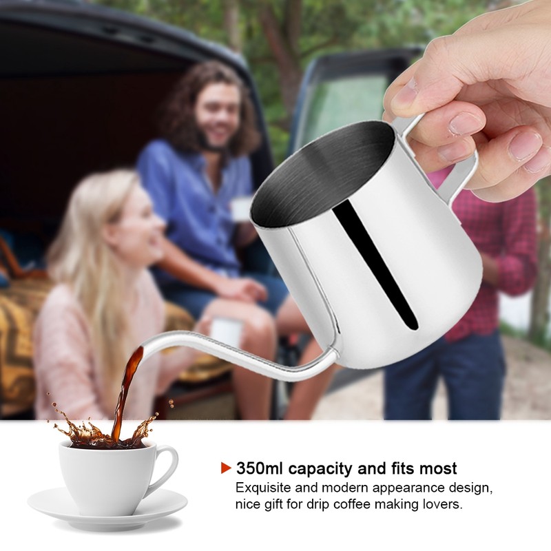 Stainless Steel Drip Coffee Pot Long Gooseneck Spout Kettle Cup
