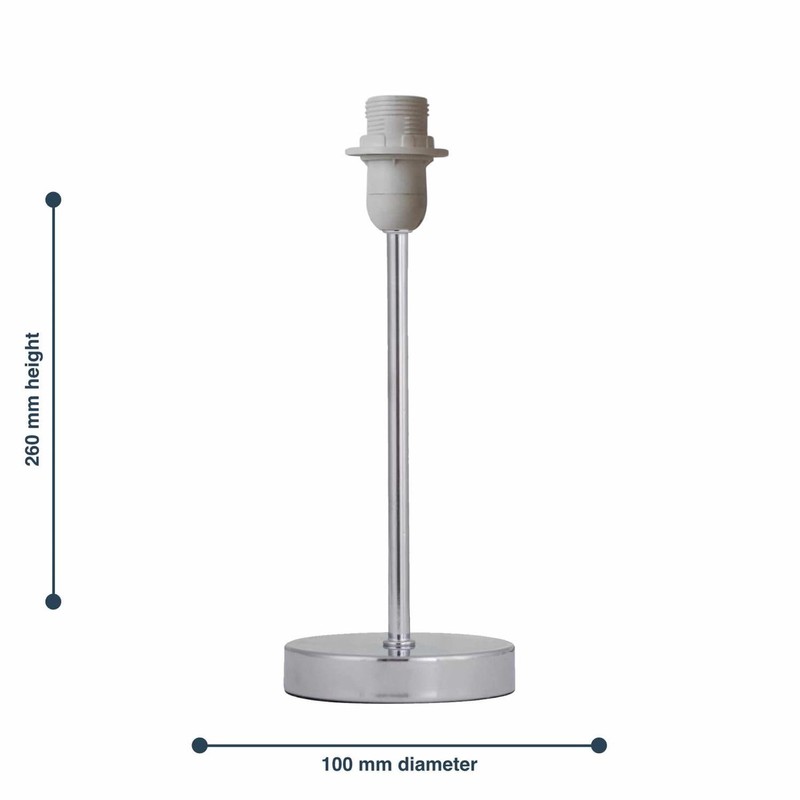 Polished Chrome Table Lamp or Bedside Light Base, Modern Design,