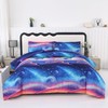 MAG 3Pcs Pink Microfiber Rainbow Comforter Full Size Set,Galaxy Girls