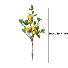Xshelley 2 Bunches Artificial Lemon Branches,8 Head Fake Lemons Stems, Faux Lemons Fruit with Stem Lemon,for Room Kitchen Office Outdoor and Farmhouse decoration