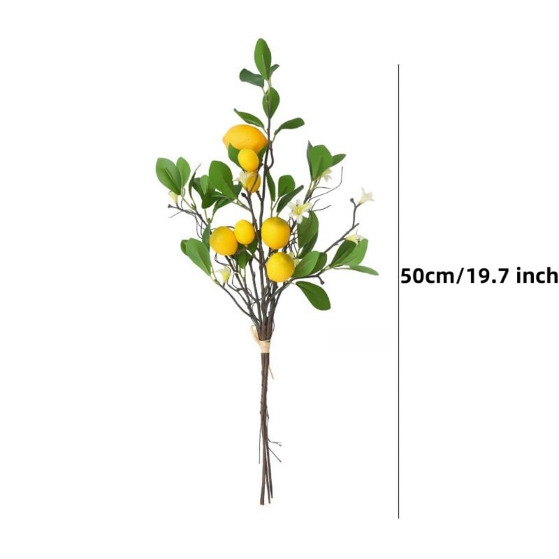 Xshelley 2 Bunches Artificial Lemon Branches,8 Head Fake Lemons Stems,