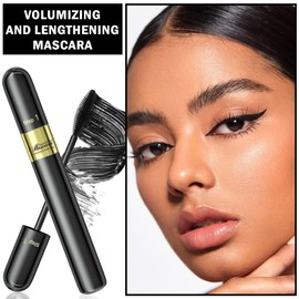 Tubing Mascara 2 in 1 Mascara Black Volumizing and Lengthening,Liquid Lash Extensions Mascara 5x Longer Waterproof and Washable,Natural Curling Eyelashes Eye Makeup