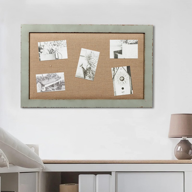 SOFE Linen Bulletin Board 18 X 29 Inches Wood Frame,