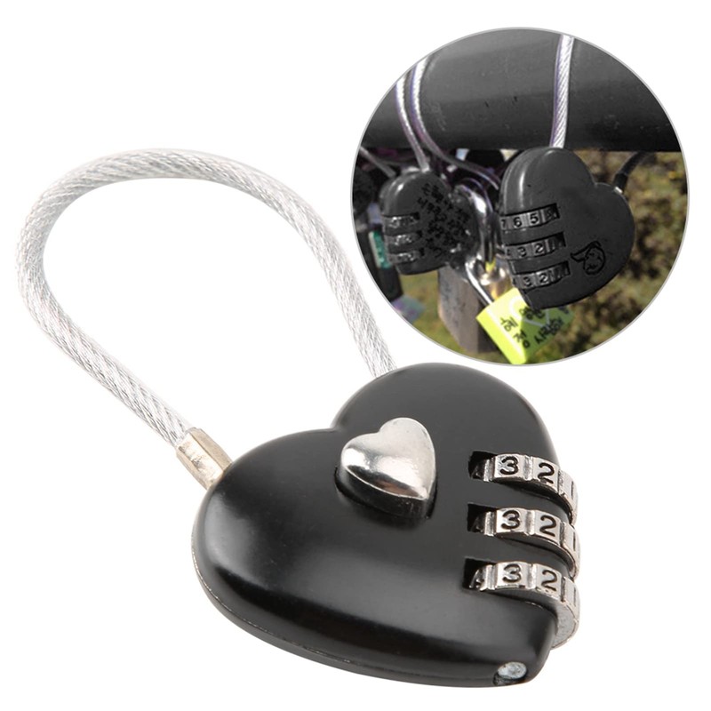 HilBeliFU Heart Lock Combination Lock, 3 Digit Code Heart Shaped