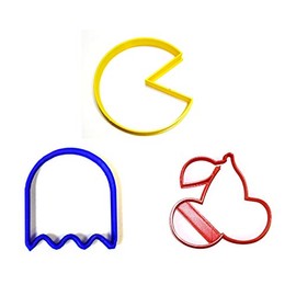 YNGLLC INSPIRED BY PACMAN VIDEO ARCADE GAME CHARACTERS SET OF 3 COOKIE CUTTERS MADE IN USA PR1074, Medium
