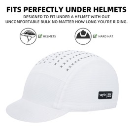 YKYWBIKE Cycling Cap for Men & Women,Sun Protection Cycling Hat Under Cycling Helmet,Cooling Skull Cap Helmet Liner with Sun Visor,Uptake Bike Hat White
