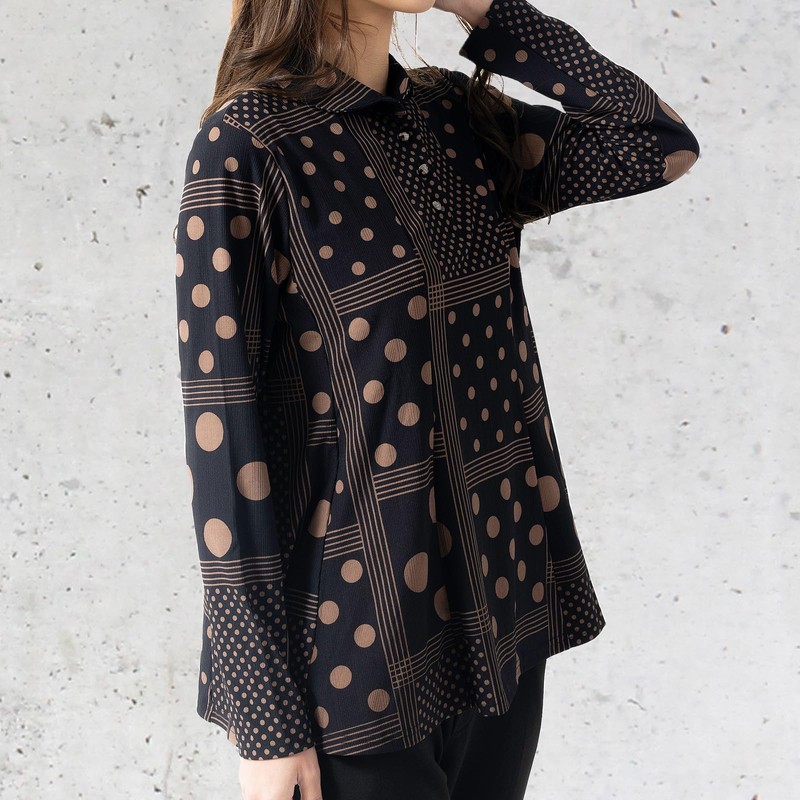 FLUTE.MF Women's Tunic Blouse, Loose, Body Cover, Flare, Cut and