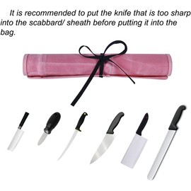 JOINDO Heavy Duty Waxed Canvas Knife Bag with 6 Slots, Professional Chef Knife Roll Bag, Knives Pouch, PINK