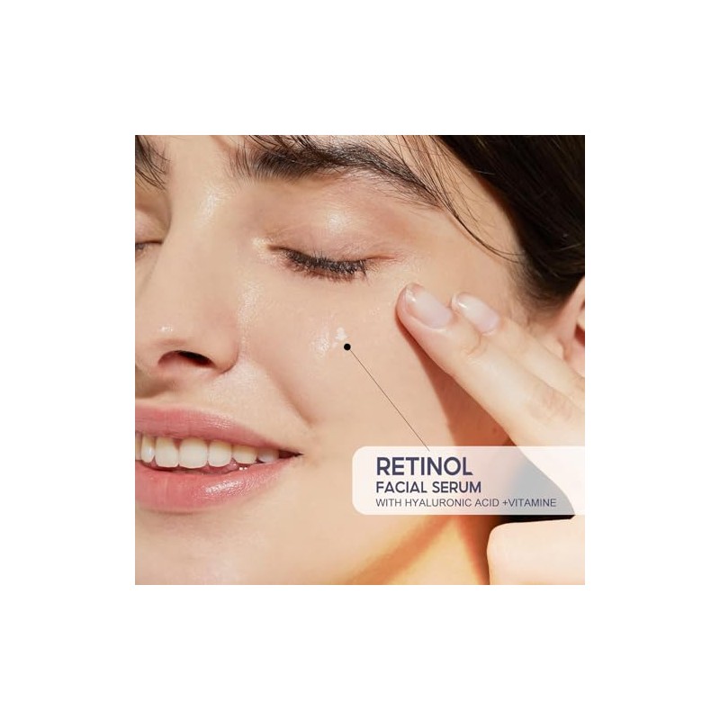 Sérum Facial con Retinol, Vitamina C y Ácido Hialurónico, Antiarrugas