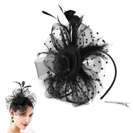 Xusxes 1PC Women Fascinator Black Retro Vintage Party Wedding Cocktail Party