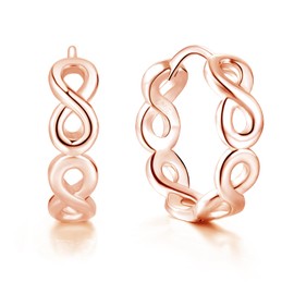 Bewenda Earrings Silver 925 Hoop Earrings, 925 Sterling Silver Infinity Hoop Earrings, Small Hoop Earrings with Zirconia, Hypoallergenic Twisted Huggie Hoop Earrings, Sleeping Cartilage Earrings for