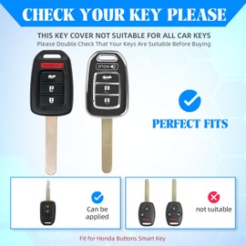 QBUC for Honda Key Fob Cover with Key Chain, for Honda Accord Civic CR-V HR-V 4-Button Soft TPU Keycase Shell Remote Key Vehicle Accessories (S-Black)