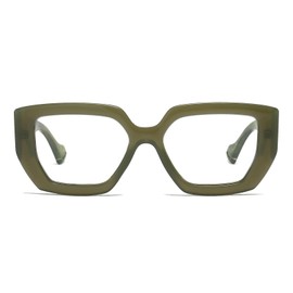 LJCZKA Thick Frame Blue Light Glasses Women Men Oversized Fashion Square Computer Glasses Anti Eyestrain Eyeglasses (GreenGreen)