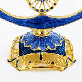 The Dreidel Company Meticulously Hand Painted Hanukkah Enamel Hamsa Menorah Artistic Candles Holder Fits All Standard Chanukah Candles- Menorah is 8 Inches High